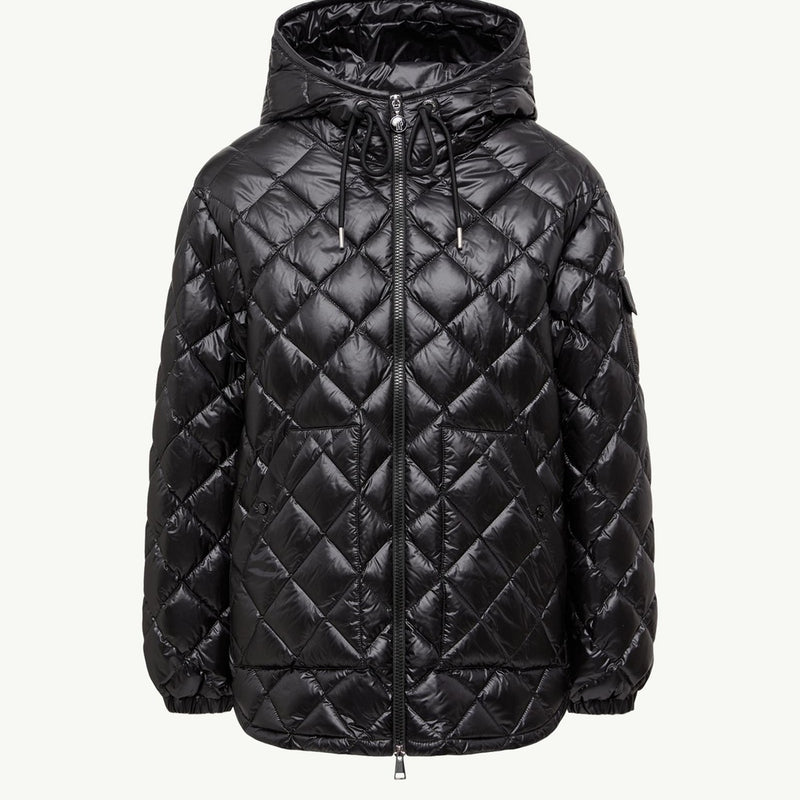 Raissac Geometric-Quilted Long Down Jacket