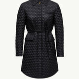 Raissac Geometric-Quilted Long Down Jacket