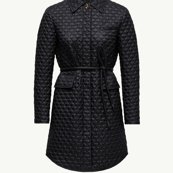 Raissac Geometric-Quilted Long Down Jacket