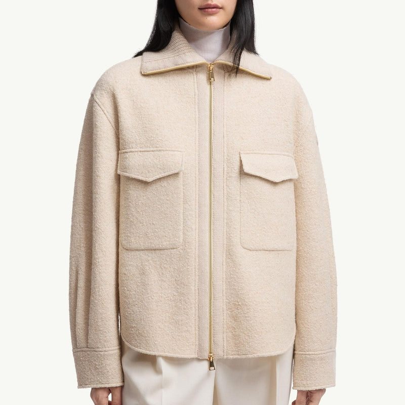 Bouclé Wool Blend Zip-Up Shirt