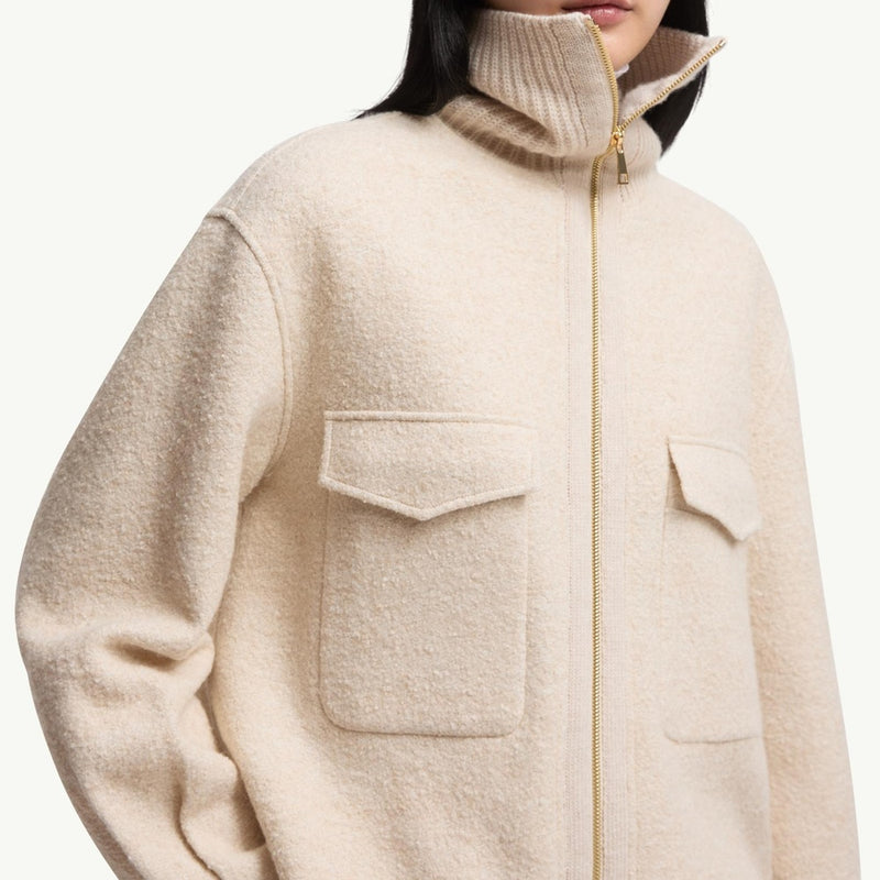 Bouclé Wool Blend Zip-Up Shirt