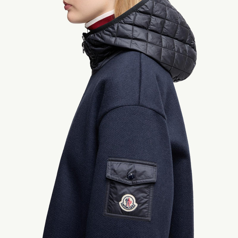 Wool Hooded Zip-Up Cape