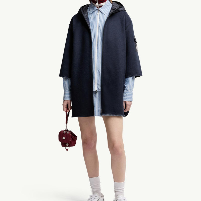 Wool Hooded Zip-Up Cape