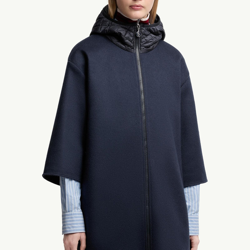 Wool Hooded Zip-Up Cape
