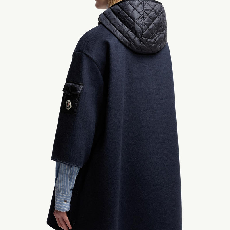Wool Hooded Zip-Up Cape