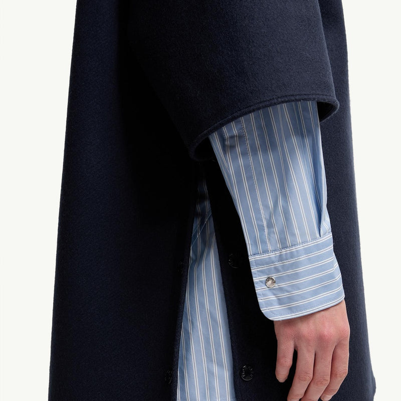 Wool Hooded Zip-Up Cape