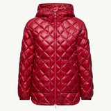 Diamond-Quilted Hooded Short Down Jacket