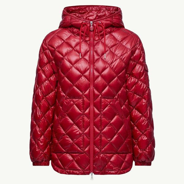 Diamond-Quilted Hooded Short Down Jacket