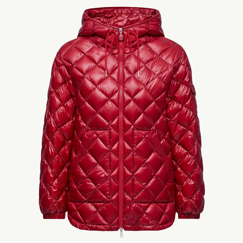 Diamond-Quilted Hooded Short Down Jacket