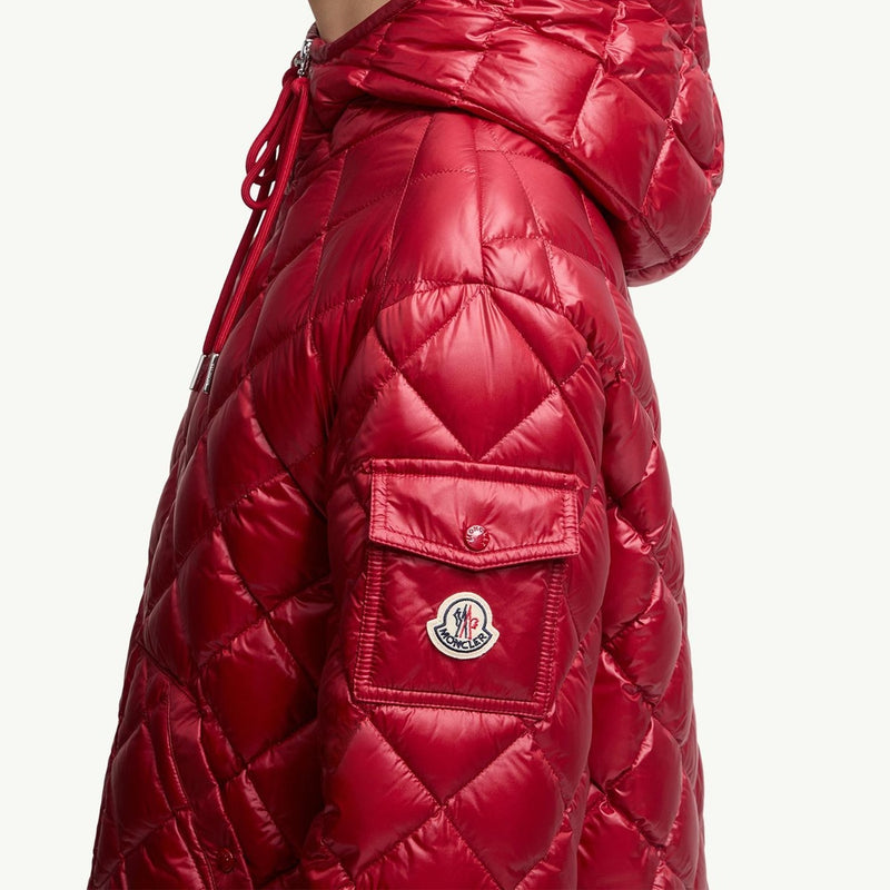 Diamond-Quilted Hooded Short Down Jacket