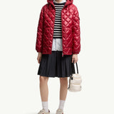 Diamond-Quilted Hooded Short Down Jacket