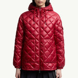 Diamond-Quilted Hooded Short Down Jacket