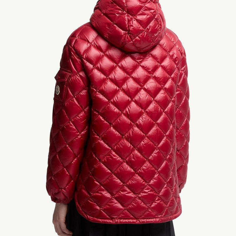 Diamond-Quilted Hooded Short Down Jacket