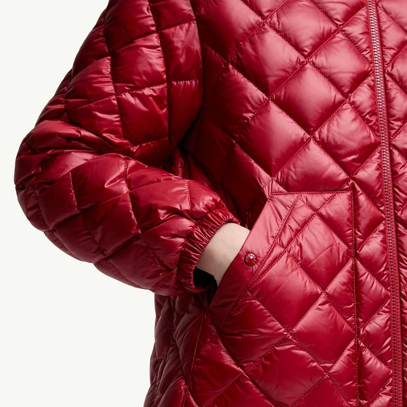 Diamond-Quilted Hooded Short Down Jacket