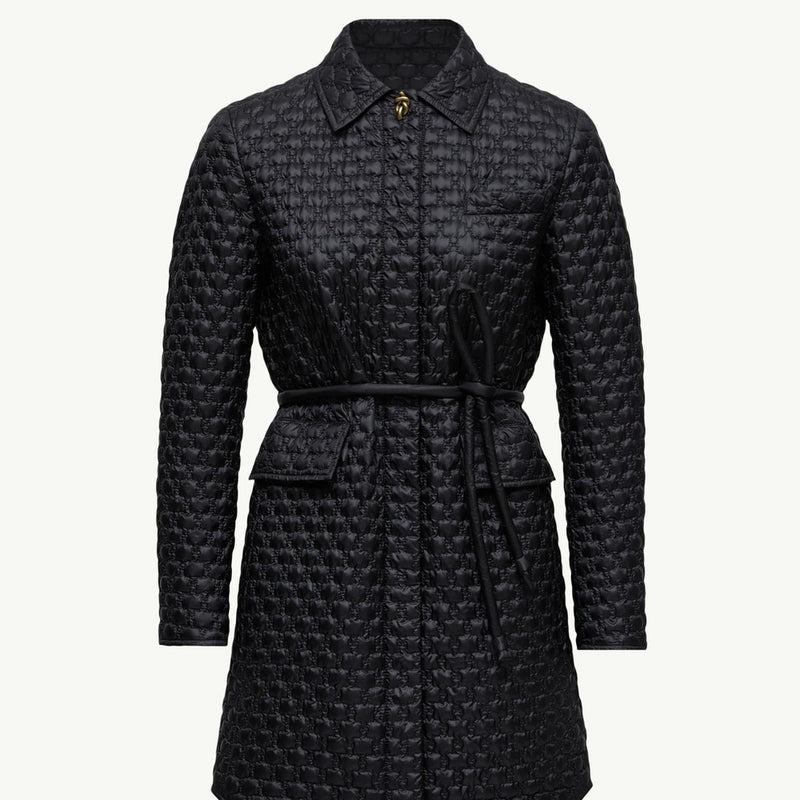 Diamond-Quilted Hooded Short Down Jacket