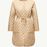 Etelan Hooded Diamond-Quilted Long Down Jacket