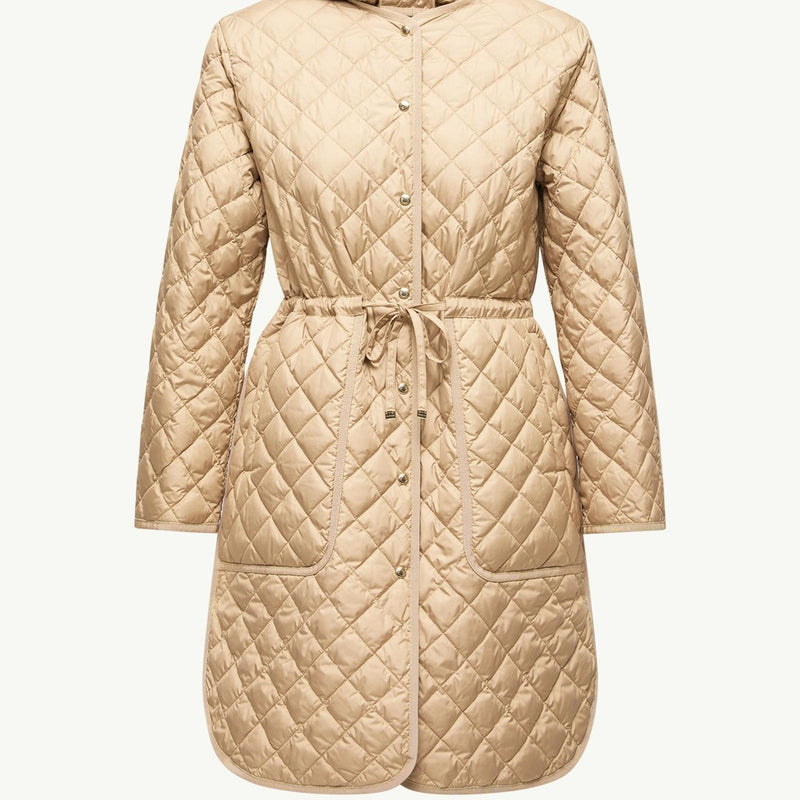 Etelan Hooded Diamond-Quilted Long Down Jacket