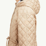 Etelan Hooded Diamond-Quilted Long Down Jacket