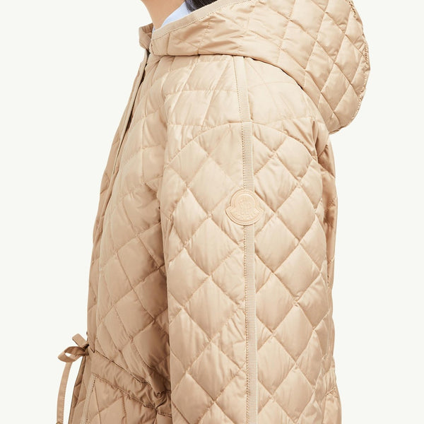 Etelan Hooded Diamond-Quilted Long Down Jacket