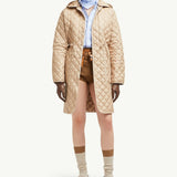 Etelan Hooded Diamond-Quilted Long Down Jacket