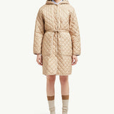 Etelan Hooded Diamond-Quilted Long Down Jacket