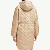 Etelan Hooded Diamond-Quilted Long Down Jacket