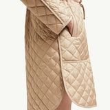 Etelan Hooded Diamond-Quilted Long Down Jacket