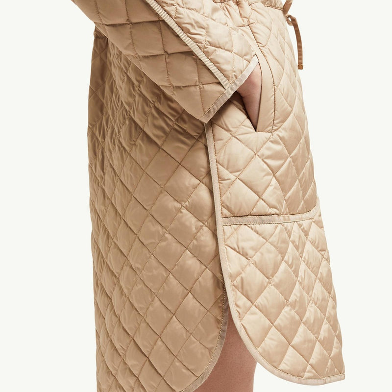 Etelan Hooded Diamond-Quilted Long Down Jacket