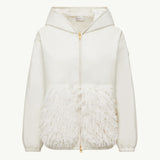 Teddy-Trimmed Padded Zip-Up Hoodie