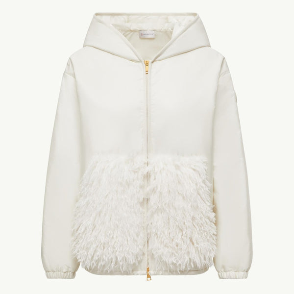Teddy-Trimmed Padded Zip-Up Hoodie