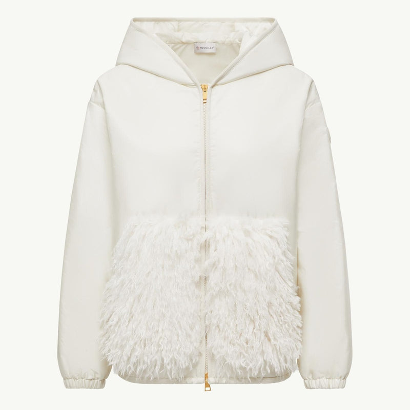 Teddy-Trimmed Padded Zip-Up Hoodie