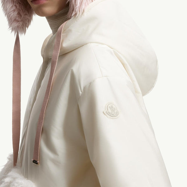 Teddy-Trimmed Padded Zip-Up Hoodie