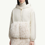 Teddy-Trimmed Padded Zip-Up Hoodie