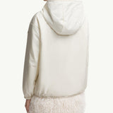 Teddy-Trimmed Padded Zip-Up Hoodie
