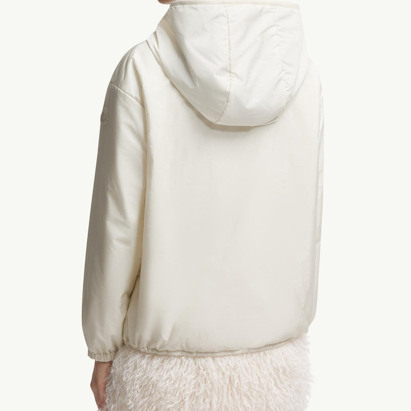 Teddy-Trimmed Padded Zip-Up Hoodie