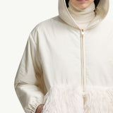 Teddy-Trimmed Padded Zip-Up Hoodie