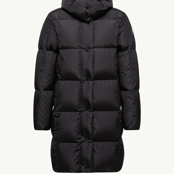 Litte Square-Quilted Hooded Long Down Jacket