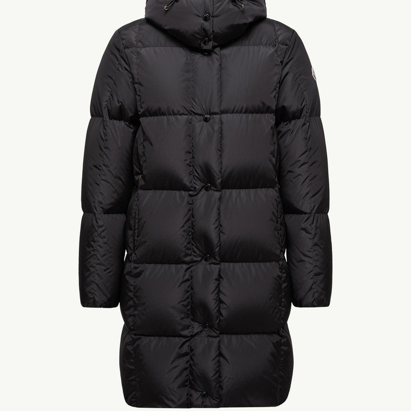 Litte Square-Quilted Hooded Long Down Jacket
