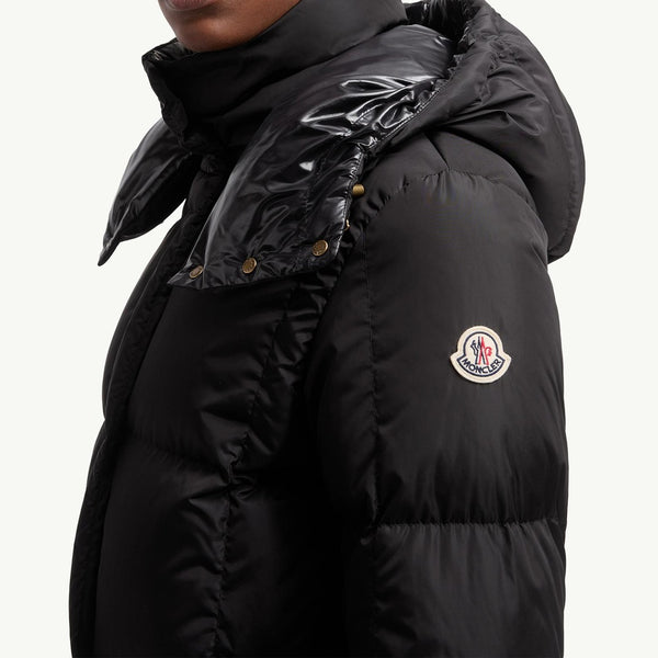 Litte Square-Quilted Hooded Long Down Jacket