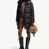 Litte Square-Quilted Hooded Long Down Jacket