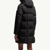Litte Square-Quilted Hooded Long Down Jacket