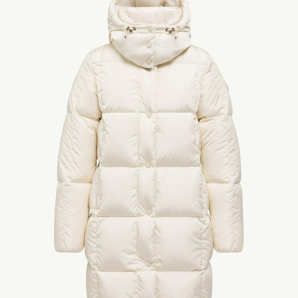 Litte Square-Quilted Hooded Long Down Jacket