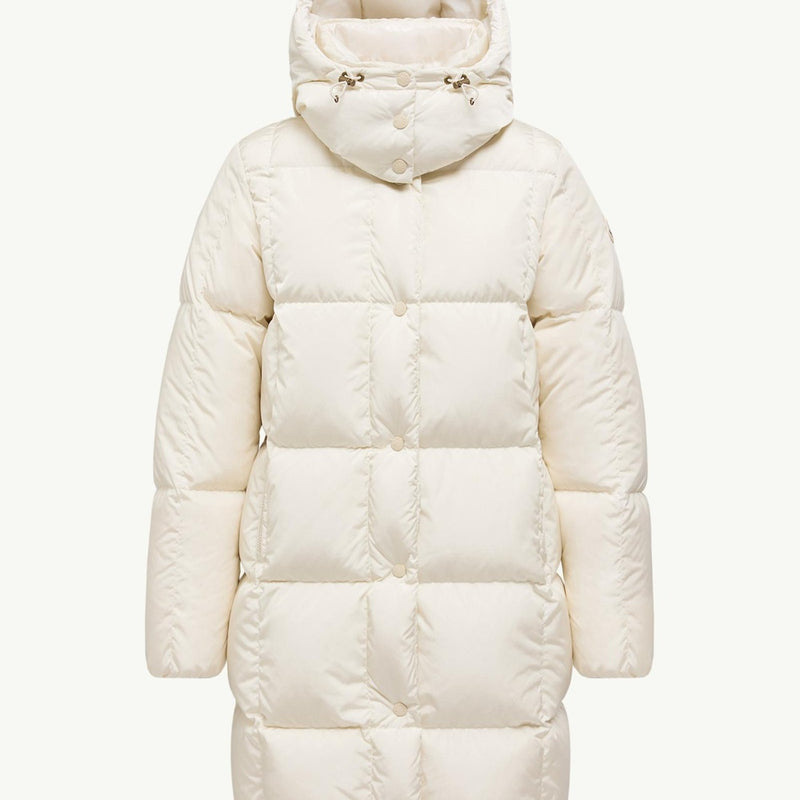 Litte Square-Quilted Hooded Long Down Jacket