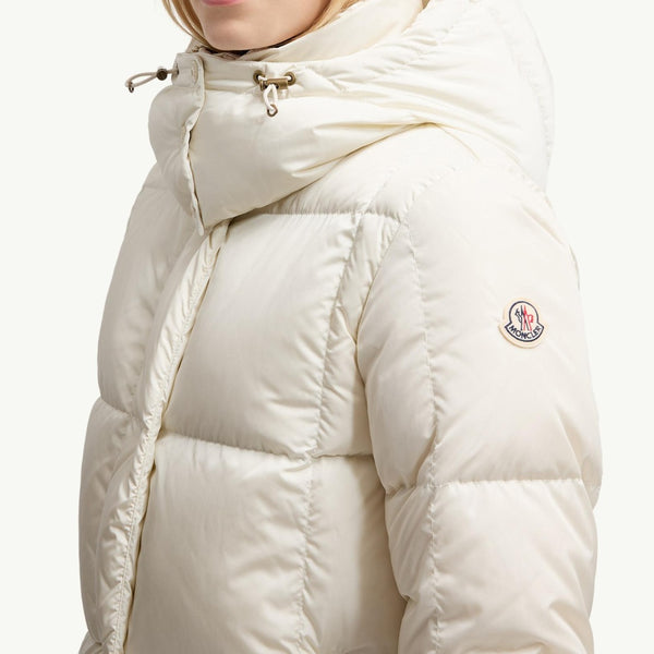 Litte Square-Quilted Hooded Long Down Jacket