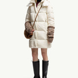 Litte Square-Quilted Hooded Long Down Jacket