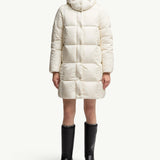 Litte Square-Quilted Hooded Long Down Jacket