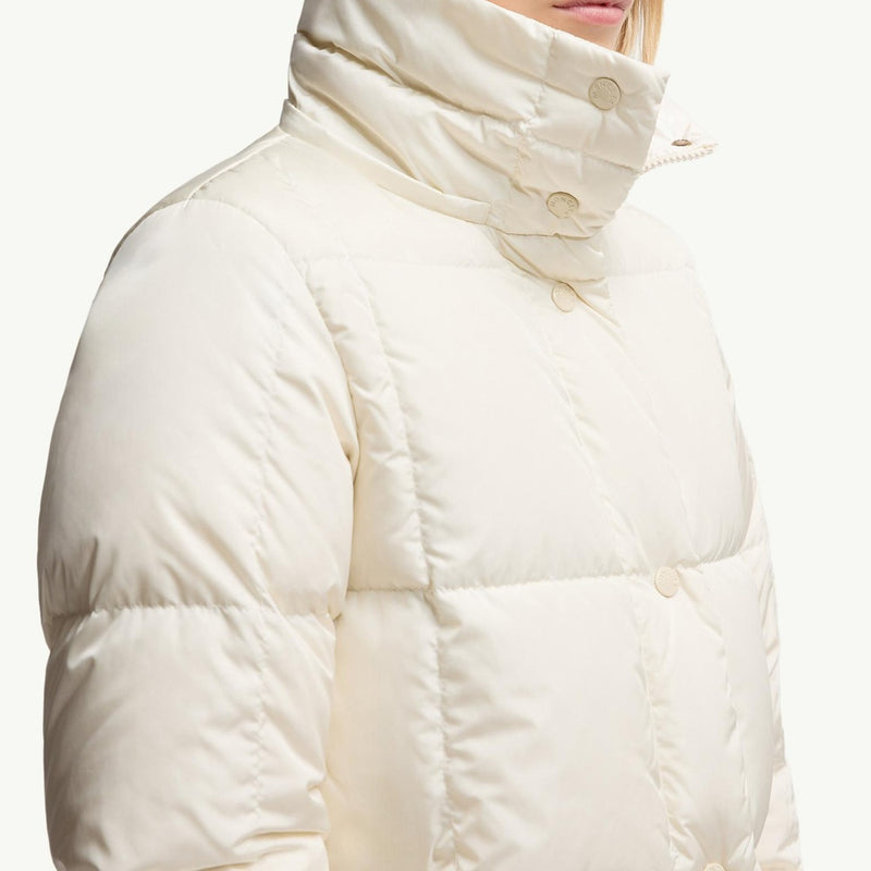 Litte Square-Quilted Hooded Long Down Jacket