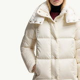 Litte Square-Quilted Hooded Long Down Jacket