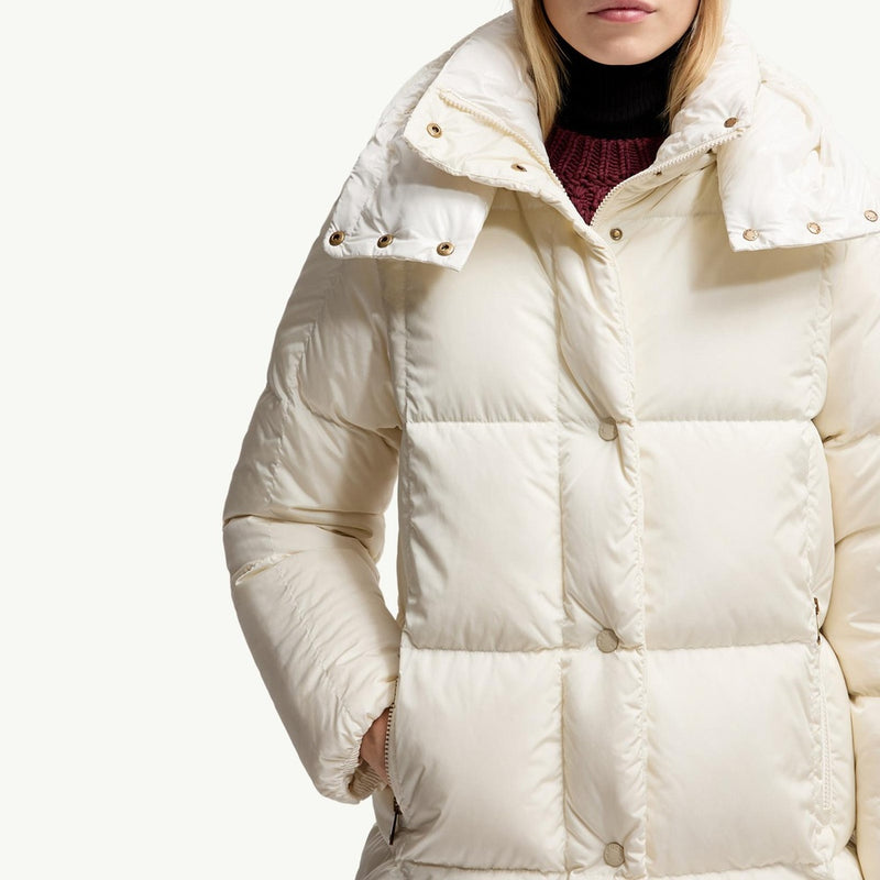 Litte Square-Quilted Hooded Long Down Jacket