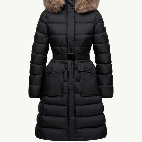 Khloesse Hooded Shearling-Trimmed Long Down Jacket